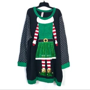 Holiday Time Elf in a Skirt Ugly Christmas sweater